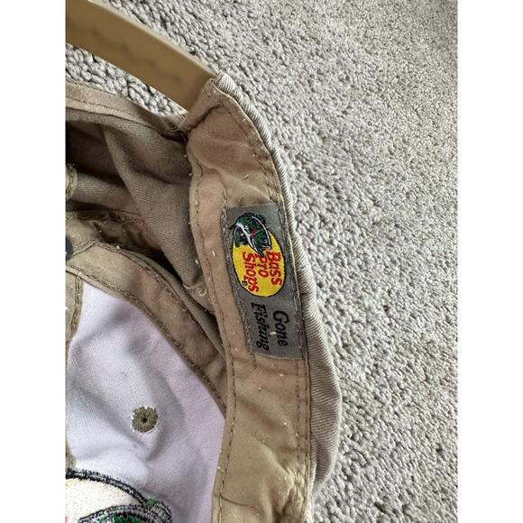 Bass Pro Shops Hat Mens One Size Beige Yellow Gone Fishing Snapback READ - Picture 9 of 9